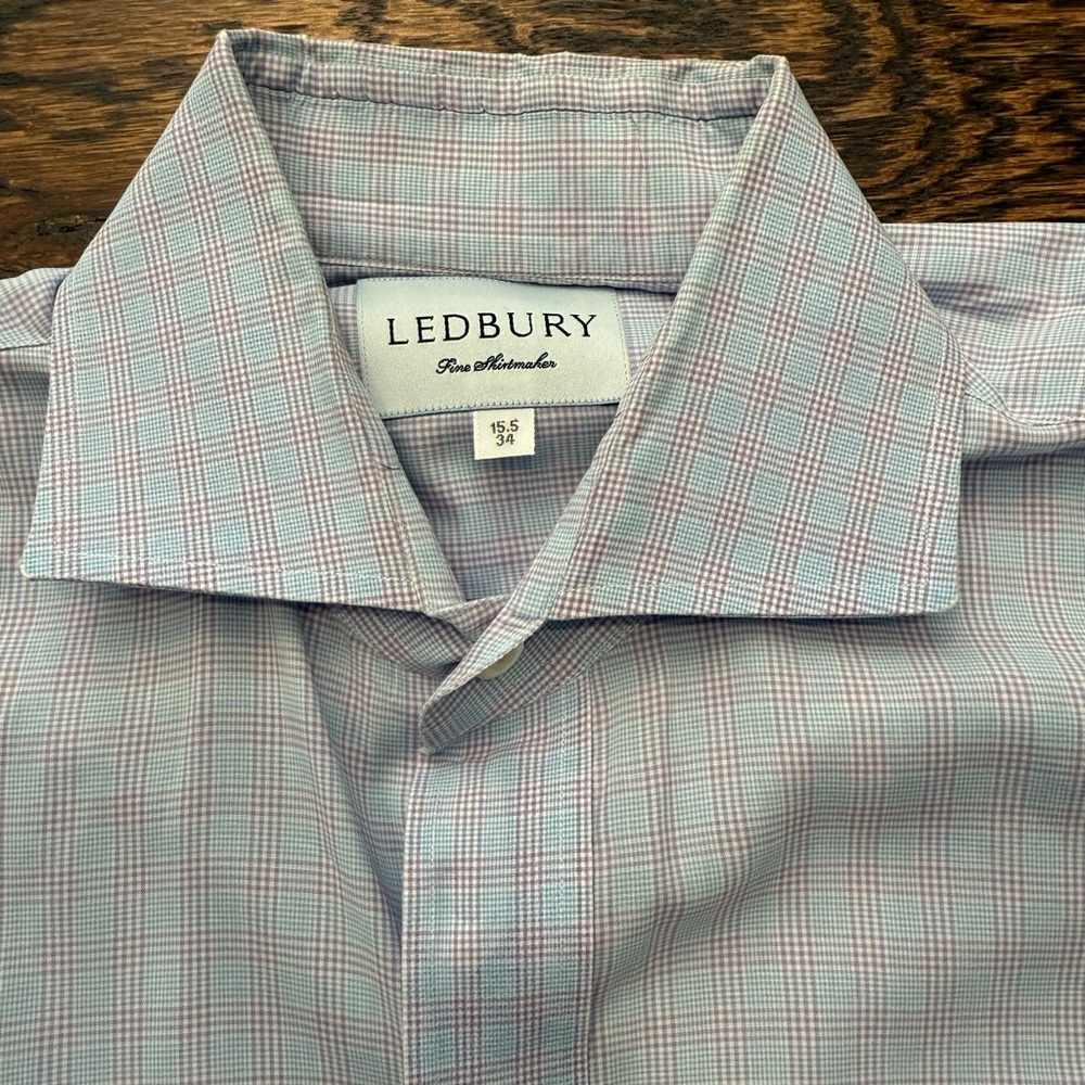 Ledbury plaid slim dress shirt 15.5 x 33.5